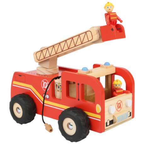 Camion de pompiers avec échelle tournante jouet-en bois 3 ans