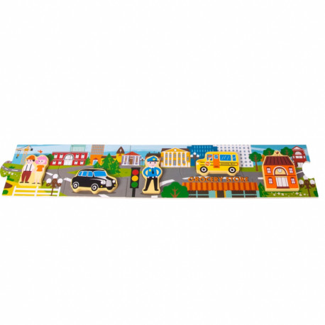 Puzzle en bois-la ville à raconter 24 mois.