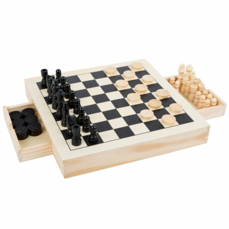 Jeu d'échecs en-bois 3 en 1