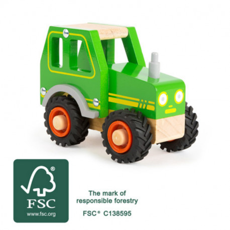 Tracteur jouet-en bois vert 18 mois